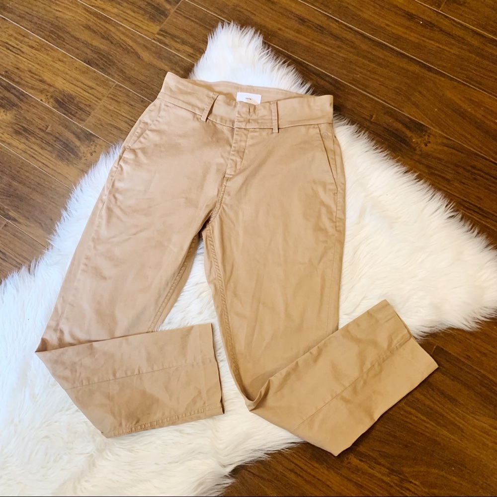 KOTN Slim Cropped Trousers Khaki Cigarette Tan Pants Brown Size 6